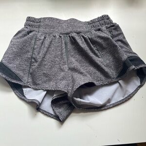 Lululemon Grey Hotty Hot shorts- size 0, 2.5 inch lined,  low rise.